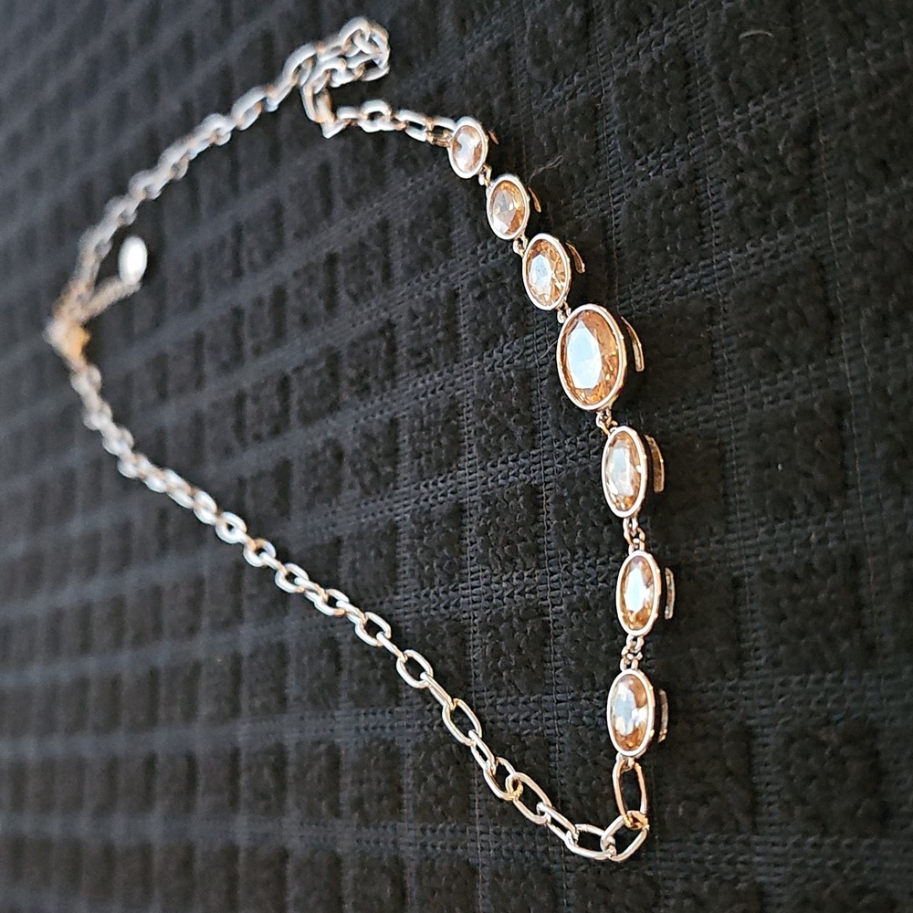 Smokey Topaz On A Paper Clip Silver Chain